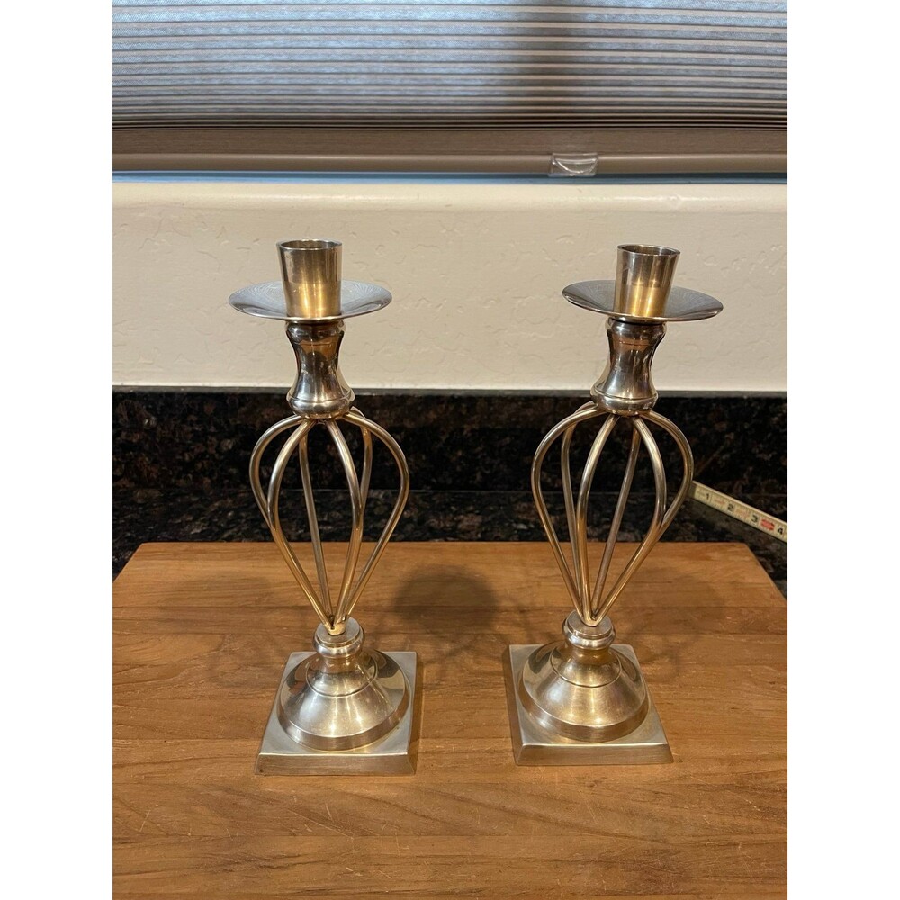 2 Vintage Brass Candlestick Holders